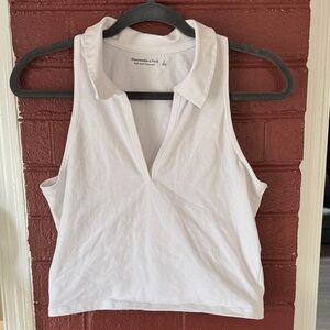 Abercrombie & Fitch White Collared Crop Top